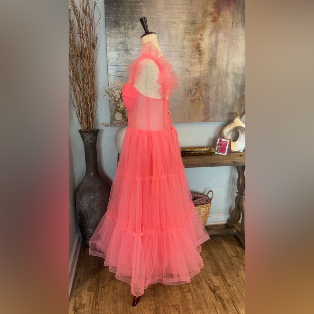 NWT Ava Gowns ‘Mia dress’ coral pink tulle corset dress size 10 - Picture 13 of 15